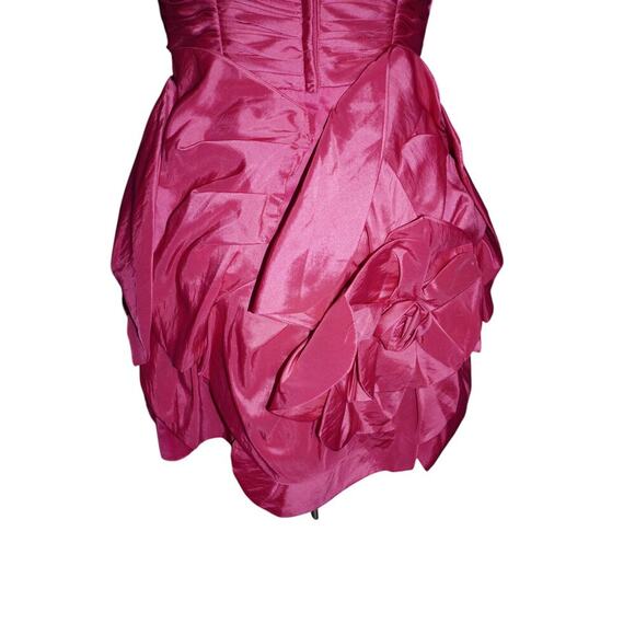 Vintage Caroline K Casuals Hot Pink Rosette Mini Dress Size 7 Strapless Prom - Picture 7 of 11